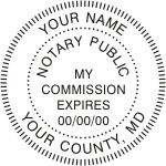 Maryland notary public seal with name and expiration date